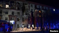 Ուկրաինա - Հրթիռային հարվածի ենթարկված շենքը Զապորոժիեում, 18-ը հոկտեմբերի, 2023թ.