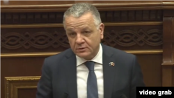 Armenia - Vassilis Maragos, head of the EU Delegation in Yerevan, speaks during an Armenian parliamentary hearing, April 4, 2024.