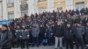 The oil workers held a similar protest in the capital, Astana, earlier this week before they were dispersed by police and sent back to Zhanaozen. 