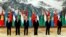 Chinese leader Xi Jinping (3rd from right) welcomes Uzbek President Shavkat Mirziyoev (left to right), Tajik President Emomali Rahmon, Kazakh President Qasym-Zhomart Toqaev, Kyrgyz President Sadyr Japarov, and Turkmen President Serdar Berdymukhammedov at the China-Central Asia Summit in Xian on May 19.