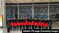 گروهی از دختران افغان که در رقابت ها آسیایی چین حضور یافته بودند