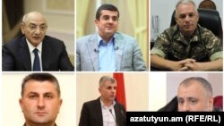 Photo collage of some of the former leaders of Nagorno-Karabakh jailed in Azerbaijan.
