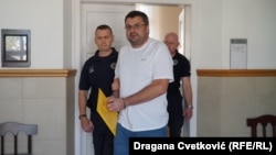 Колишній співробітник Служби безпеки України (СБУ) Андрій Наумов на засіданні у суді міста Ніш, Сербія, 21 вересня 2023 року