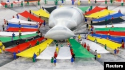 Фрагмент церемонии открытия чемпионата Европы по футболу. Мюнхен, 14 июня 2024 года