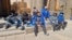Oil workers from Zhanaozen take part in a protest outside the Kazakh Energy Ministry in Astana on April 11. 
