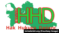 Эмблема неправительственной общественной организации “Hak Нukuga Daýanç” ("Опора на права и закон") 