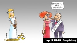Caricatură care ilustrează numărul mare de dosare finalizate de Justiție prin prescrierea faptelor. Ilustrație: Jup.
