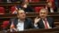 Armenia - Dashnaktsutyun leader Artsvik Minasian (left) attends a session of parliament, December 5, 2023.
