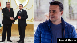 Фото Салимджон Насриддинова с его страницы в Фейсбуке. Первое фото сделано в 2019 году: президент Таджикистана вручает Насриддинову медаль "Заслуженный труженик" за вклад в строительство Рогунской ГЭС