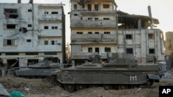 تانک های نیروهای اسرائیل در نوار غزه