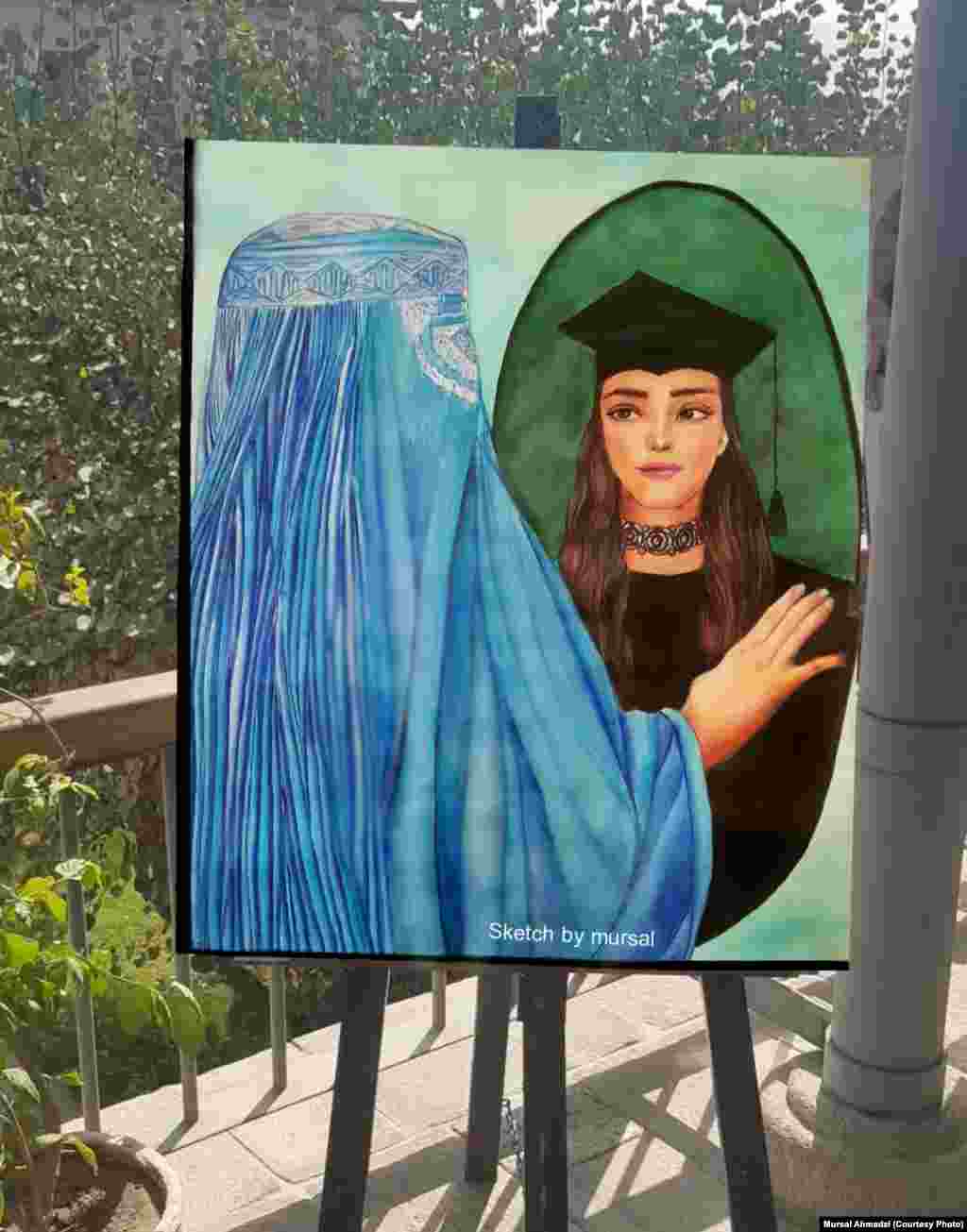 مرسل می&zwnj;گوید که در یکی از نقاشی&zwnj;هایش تلاش کرده این پیام را بدهد که رویا های زنان افغان در عقب چادری&zwnj;ها پنهان مانده است. او به این نقاشی&zwnj;اش &quot;رویا ها&quot; نام داده&zwnj;است.