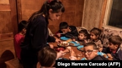 ARMENIA - Five Armenian families, who fled Nagorno-Karabakh following the Azeri offensive, are seen settled in a house given to them by a neighbor in Goris until they find a new home, October 4, 2023