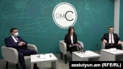 Armenia - Civil Contract leaders in Gyumri hold a news conference, December 11, 2023.