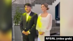 Quandyq Bishimbaev and Saltanat Nurkenova at their wedding