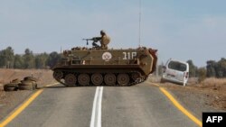 یک تانک نیروهای اسرائیل در منطقه بلندی های جولان