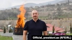 İlham Əliyev, işğaldan azad olunmuş Talış kəndində (Tərtər rayonu)  18 mart 2023