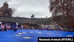 Европага кошулууну жактагандардын акциясы. Грузия, Тбилиси. 2023-жылдын 9-декабры.