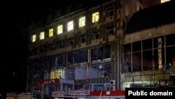 Տեղական վարչակազմի շենքը ԱԹՍ-ի հարվածից հետո, Չուգուև, Ուկրաինա, 8 մարտի, 2024թ.