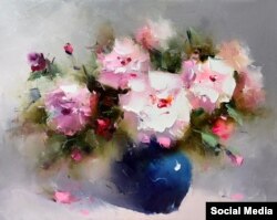 Азиз Сулаймановдун көргөзмөдөгү эмгеги.