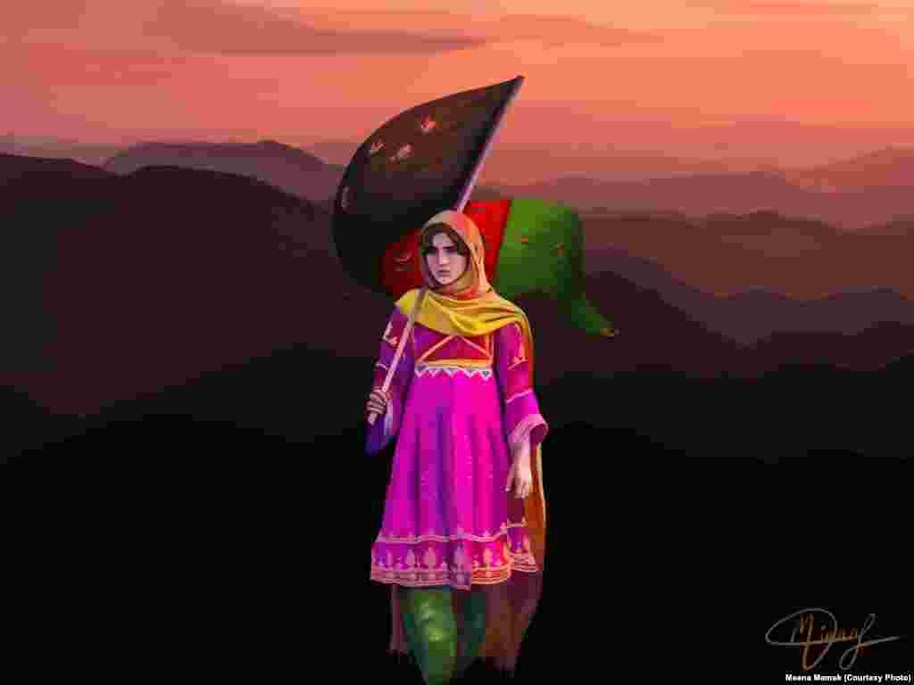 مینه در هالند تولد شده و از ولایت ننگرهار افغانستان است. در دوران کودکی او خانواده&zwnj;اش به هالند رفته است. او اکنون محصل سال سوم ستوماتولوژی (طب دندان) در پوهنتون طبی ملی اودیسا است. او می&zwnj;گوید: &quot;سرزمین مادری ما در حال گذر از زمان نامناسبی است، اما اکنون ما در سیاه&zwnj;ترین مراحل تاریخ خود هستیم بخاطری&zwnj;که ما در جهان تنها کشوری هستیم که دختران نمی&zwnj;توانند در آن به مکتب بروند و آموزش ببینند و زنان از پیشرفت&zwnj;های زیاد دیگری هم محروم شده&zwnj;اند.&quot; او همچنان می&zwnj;گوید: &quot;زنان منبع روشنایی، دلیری و تشویق در خانواده&zwnj;های خود هستند. آن&zwnj;ها ستون اساسی هر جامعه هستند و به همین&zwnj;گونه ستون جامعه ما هم هستند.&quot; مینه می&zwnj;گوید نام این نقاشی&zwnj;اش &laquo;هیله/امید&raquo; است و این امید را دارد که روزی افغانستان بار دیگر در سطح جهان ظاهر خواهد شد. 