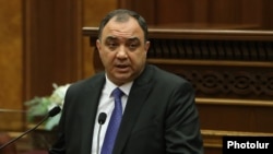Armenia - Interior Minister Vahe Ghazarian speaks in the parliament, Yerevan, March 1, 2023.