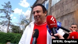 Armenia --Prosperous Armenia Party leader Gagik Tsarukian talks to journalists, May 8, 2023.