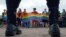 People wave rainbow flags during a gay-pride rally in St. Petersburg in 2017.