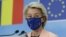 European Commission President Ursula von der Leyen speaking in Bucharest.