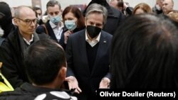 ԱՄՆ պետքարտուղարն այցելել է Լեհաստանում ուկրաինացի փախստականների ճամբար, Կորշովա ավան, 5 մարտի, 2022թ.