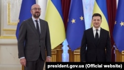 Голова Європейської Ради Шарль Мішель та президент України Володимир Зеленський, архівне фото 