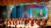Magtymguly adyndaky milli sazly drama teatrynda geçirilen konsertden bir pursat. Arhiwden alyndy. Illýustrasiýa. Aşgabat, Türkmenistan.