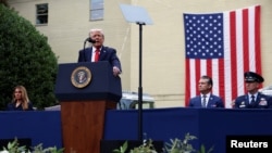 Трамп выступает на памятной церемонии в Пентагоне 11 сентября 2025 года 