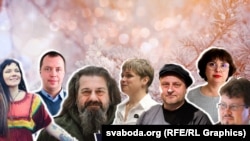 Ніка Сандрас, Барыс Гарэцкі, Аляксандар Памідораў, Тацяна Нядбай, Уладзімер Пугач, Аксана Колб, Андрэй Хадановіч. Каляж 