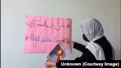 یک خانم معترض در کابل