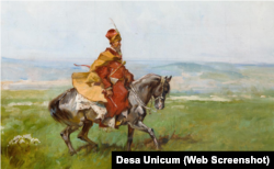 Гетьман Петро Сагайдачний (частина картини польського художника Юзефа Брандта «Привітання степу», написаної в 1878-79 роках)