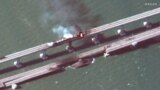 Спутниковый снимок повреждений Крымского моста. Утро 8 октября 2022 года