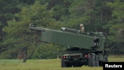 A M142 High Mobility Artillery Rocket System (HIMARS) takes part in a military exercise in Latvia in September.
