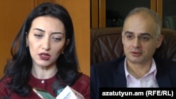 Armenia -- Arpineh Hovhannisian, Justice Minister, and Levon Zurabian, opposition leader. undated.