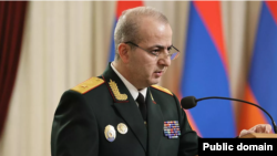 Armenia- National Security Service Director Armen Abazian gives a speech in Yerevan.