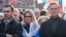 Ivan Zhdanov (from left), Lyubov Sobol, and Aleksei Navalny take part in a protest march in Moscow in February 2020.