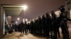 Police line up during a protest against Russia's invasion of Ukraine in St. Petersburg on March 2.