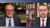 Secretary of the Security Council of Armenia Armen Grigorian (R) being interviewed by RFE/RL Armenian Service Director Harry Tamrazian on the Sunday Analytical Show, August 16, 2020.