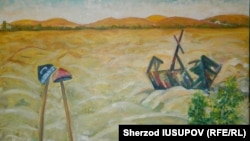 Көргөзмөгө коюлган сүрөттөрдүн бири.