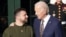 U.S. President Joe Biden (right) welcomes Ukrainian President Volodymyr Zelenskiy on the South Lawn at the White House in Washington, D.C., on December 21.