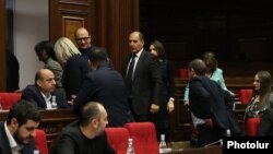 Armenia -- Opposition deputies walk out of the parliament in protest, December 6, 2022.