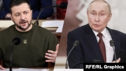 Владимир Зеленский жана Владимир Путин, коллаж.