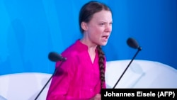 ԱՄՆ - Բնապահպան ակտիվիստ Գրետա Թունբերգը ելույթ է ունենում ՄԱԿ-ի կլիմայի փոփոխություններին նվիրված խորհրդաժողովում, Նյու Յորք, 23-ը սեպտեմբերի, 2019թ․