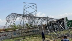 پایه برق تخریب شده در ساحه میرزاخیل ولسوالی میربچه کوت