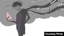 Ілюстрація до казки, Поважний чоловік з мушлею, автор Жак Жаб’є