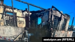 Գեղարքունիքի մարզի Ազատ գյուղում հրդեհված զինվորականների կացարանը, 19-ը հունվարի, 2023թ.